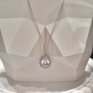 Elegant Sterling Silver Teardrop Pendant Necklace